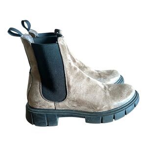 Ziti Zoho Womens 8 38 Chelsea Suede Combat Slip On Boots Tan Black Shoes